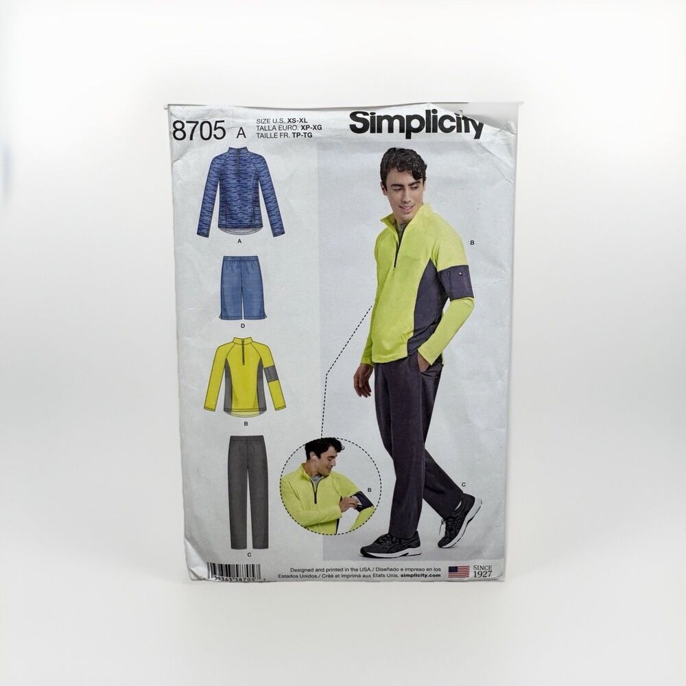 Simplicity Sewing Pattern 8705 Mens Pants Shorts Knit Pullover Top Sizes XS-XL